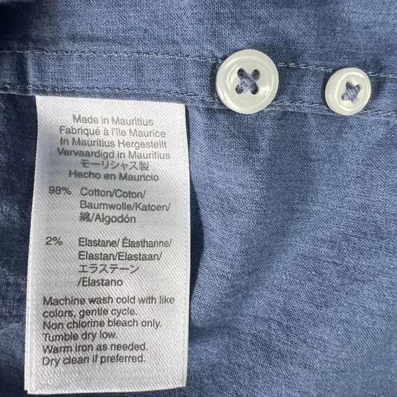 J Crew Men's Large Short Secret Wash Shirting Long Sleeve Button Down Shirt Blue - Picture 4 of 4